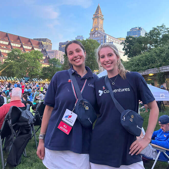 Cara and Zoë at Christopher Columbus Park for Boston Harborfest